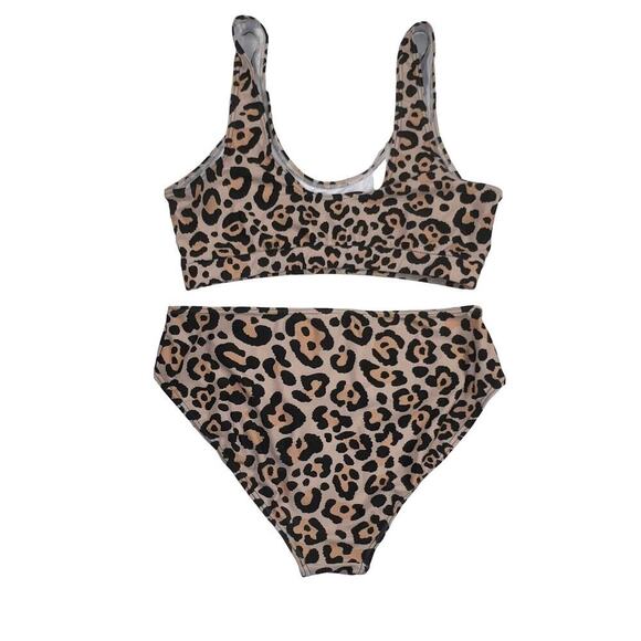 Nanu Cheetah Print Two Piece Swim Suit Bikini Size M - Picture 2 of 6